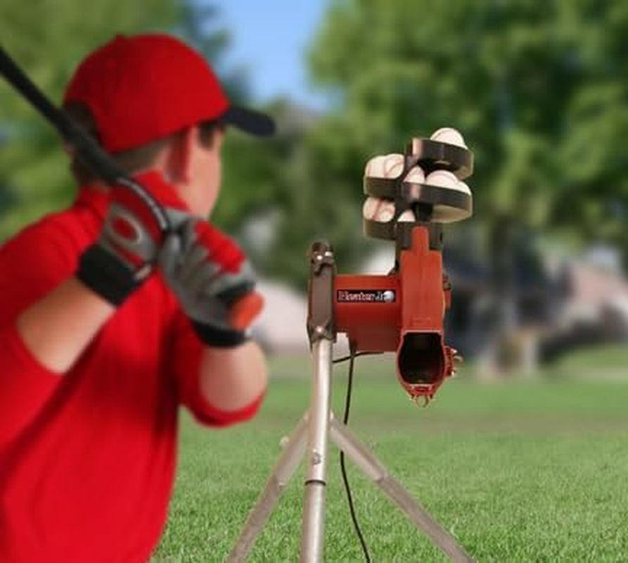 Sports Junior Baseball Pitching Machine, Portable, and Adjustable with Variable Speed and Angle, Perfect for Kids' Batting Practice, Skill Development, and Backyard Training