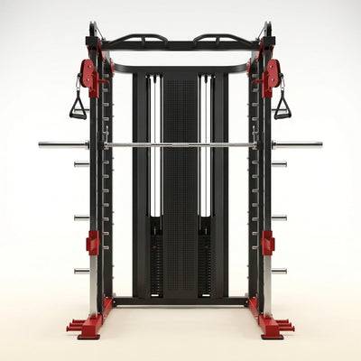 Multi-Power Rack Built for Home Gyms, Metal Construction, Cable Crossover System, Smith Machine Function