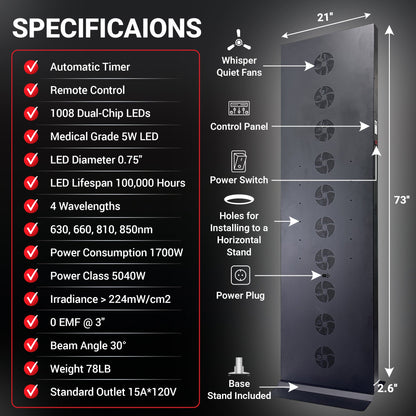 EXESAS Full Body Red Light Therapy Panel – 1,008 LED Dual-Chip Device, 4-Wavelength Infrared Light Therapy