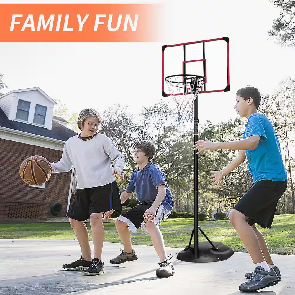 7.5 Ft. to 9.2 Ft. H Youth System Hoop Adjustment Portable Basketball Hoop Basketball System with Wheels