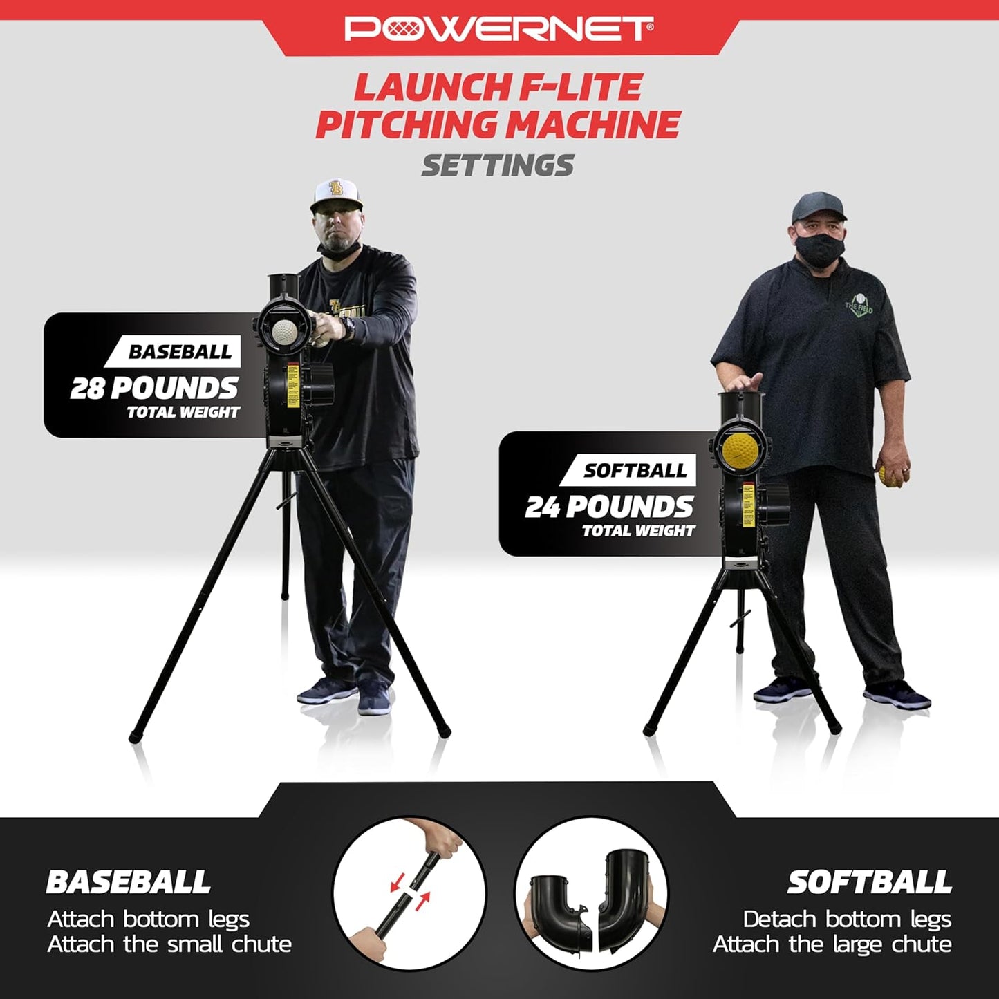 Launch F-Lite Softball & Baseball Pitching Machine, Dimpled Practice Balls, Bucket of Baseballs, Coaching Bucket Bundle for Pitching Machine, Baseball Training Equipment