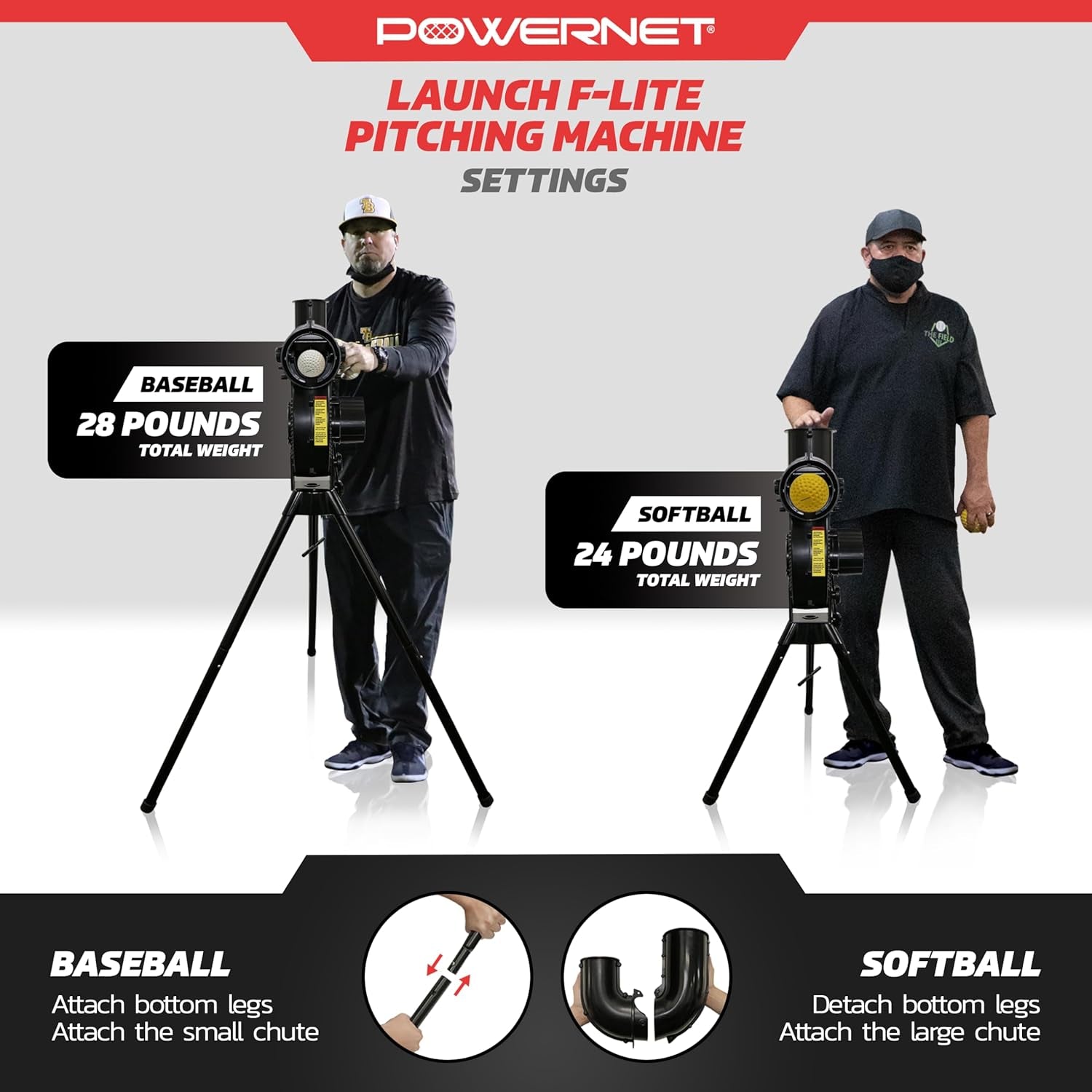 Launch F-Lite Softball & Baseball Pitching Machine, Dimpled Practice Balls, Bucket of Baseballs, Coaching Bucket Bundle for Pitching Machine, Baseball Training Equipment