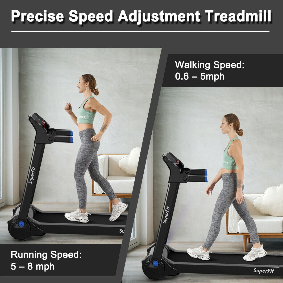 3HP Electric Folding Treadmill with Bluetooth Speaker