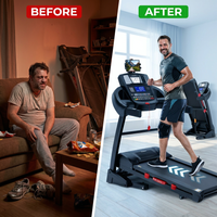 4.5HP Folding Treadmill for Home with 15 Auto Incline, Smart APP, 300Lbs, Hifi Bluetooth Speakers, 64 Programs, 10MPH Speed, Foldable Eletreadmill Running Machine, Knee Strap Gift — Before & After