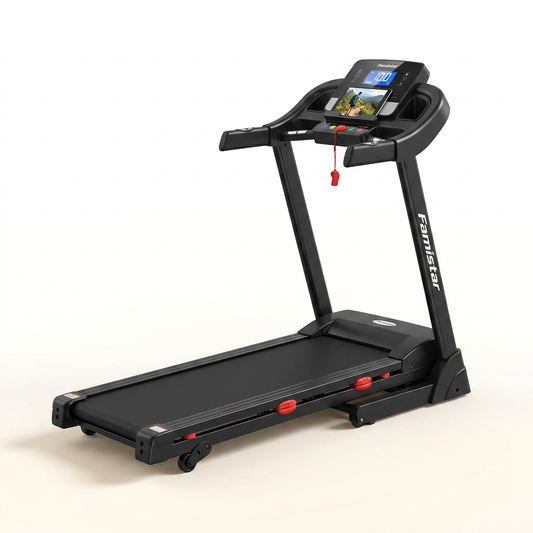 4.5HP Folding Treadmill for Home with 15 Auto Incline, Smart APP, 300Lbs, Hifi Bluetooth Speakers, 64 Programs, 10MPH Speed, Foldable Eletreadmill Running Machine, Knee Strap Gift — Studio Shot