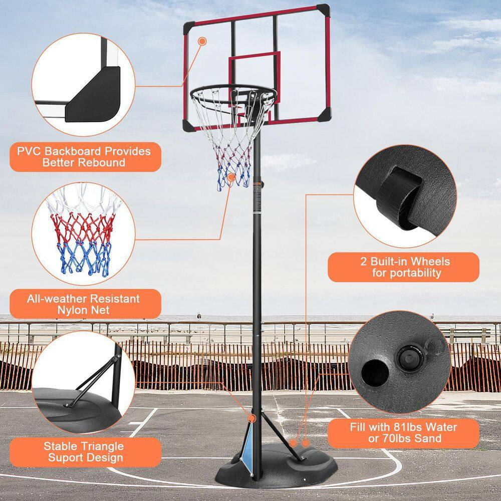 7.5 Ft. to 9.2 Ft. H Youth System Hoop Adjustment Portable Basketball Hoop Basketball System with Wheels