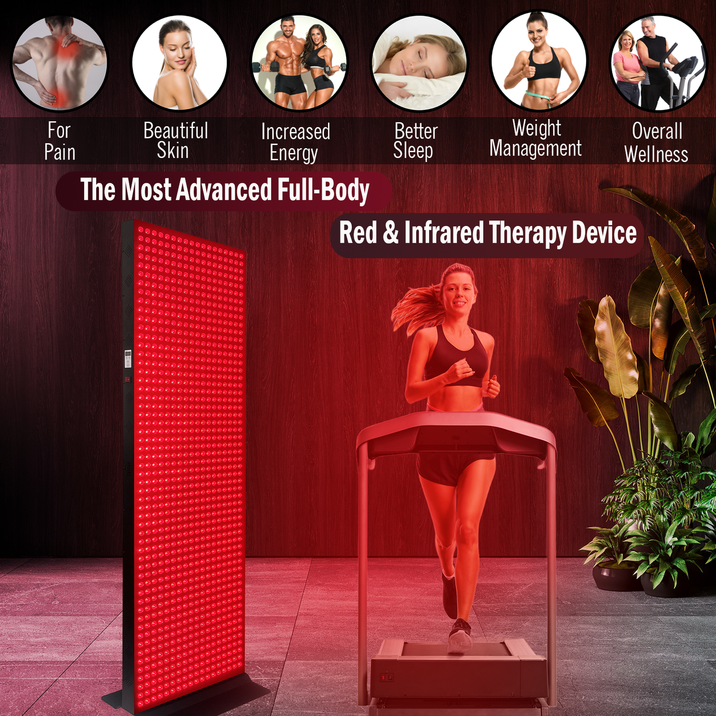 EXESAS Full Body Red Light Therapy Panel – 1,216 LED Dual-Chip Device, 4-Wavelength Infrared Light Therapy
