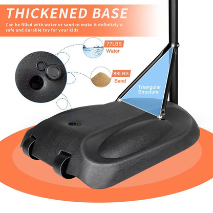 7.5 Ft. to 9.2 Ft. H Youth System Hoop Adjustment Portable Basketball Hoop Basketball System with Wheels