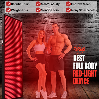 EXESAS Full Body Red Light Therapy Panel – 1,216 LED Dual-Chip Device, 4-Wavelength Infrared Light Therapy