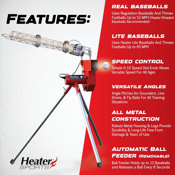 Heavy-Duty Baseball Pitching Machine with Automatic Ball Feeder