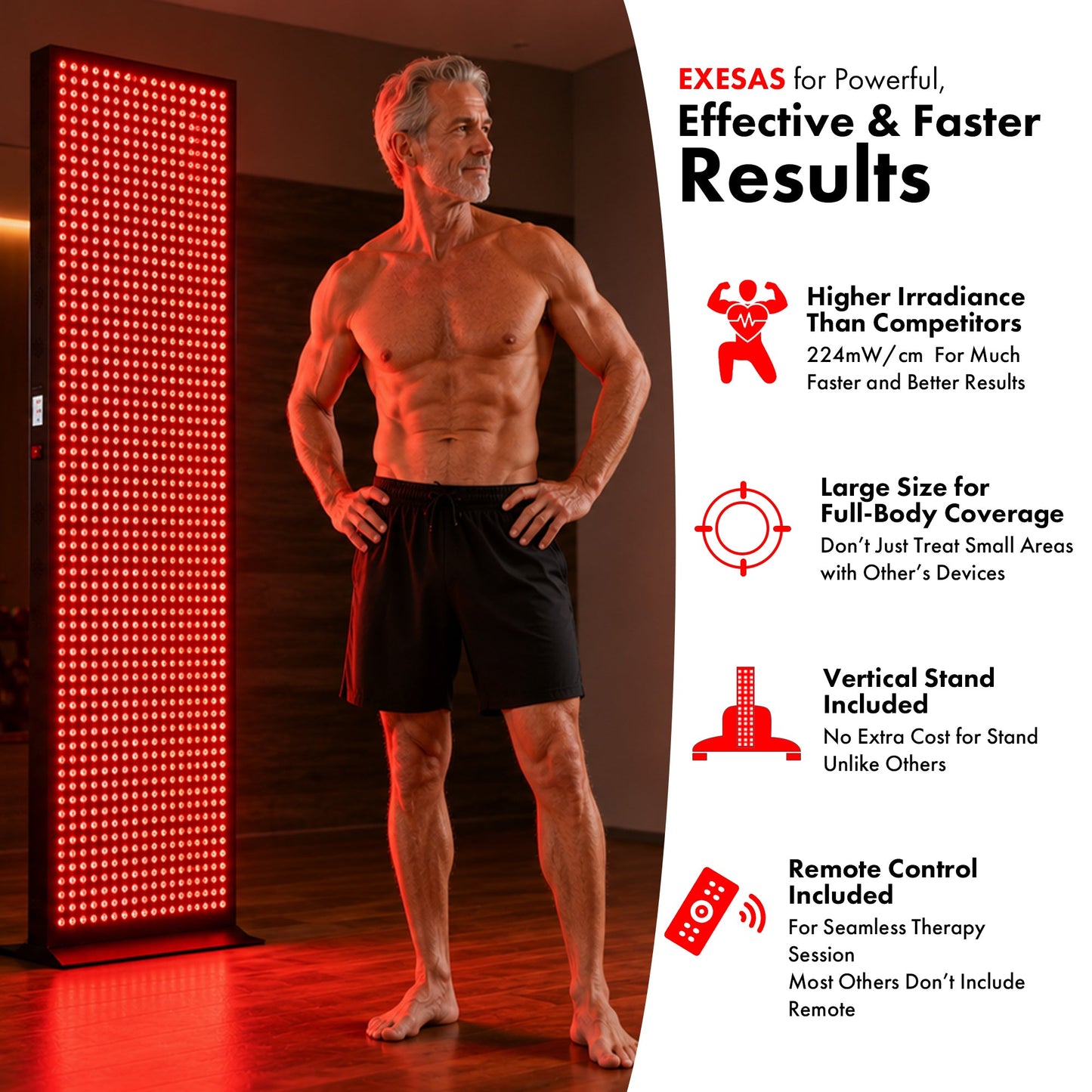 EXESAS Full Body Red Light Therapy Panel – 1,008 LED Dual-Chip Device, 4-Wavelength Infrared Light Therapy