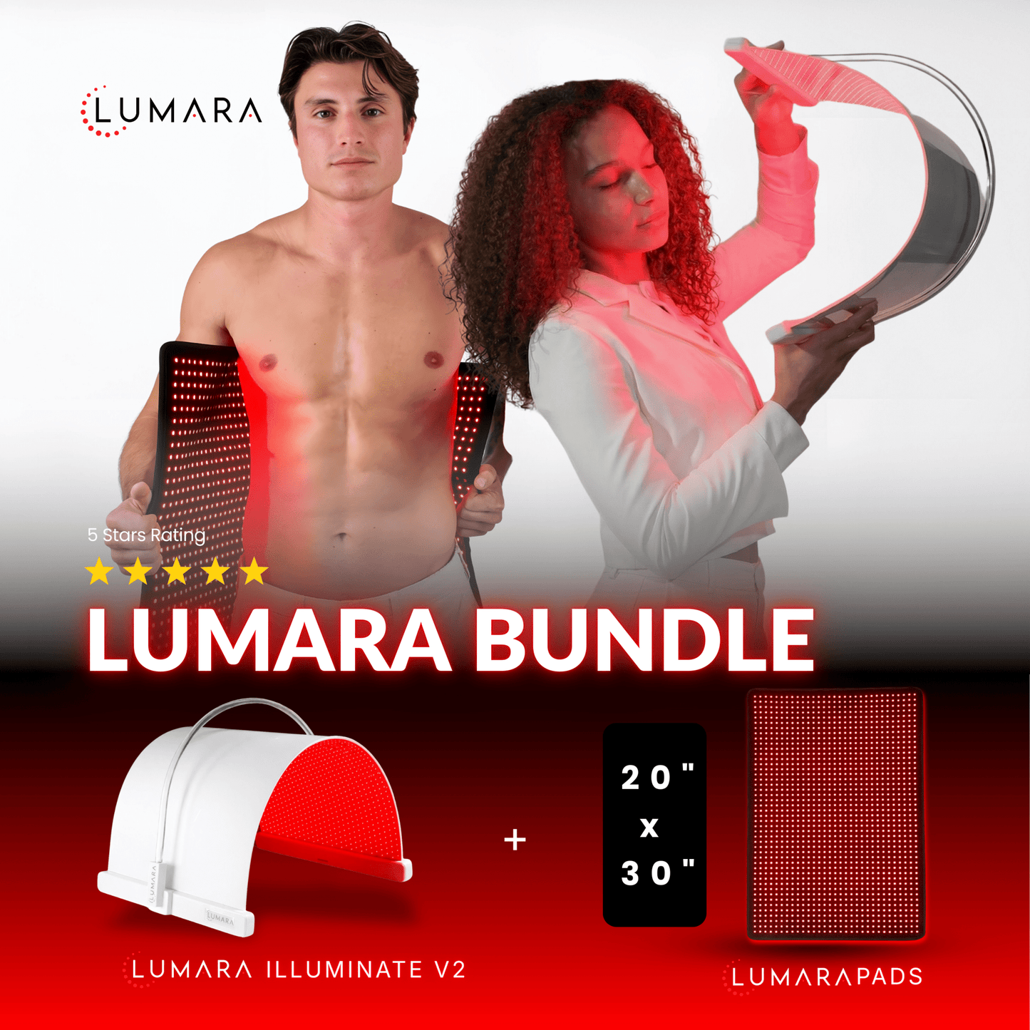 Illuminate Red V2 by Lumara – 1,980 LED Red Light Therapy Panel, 660nm Wavelength