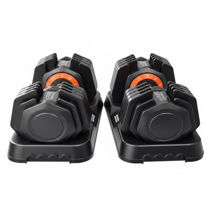 2026 Upgrade Adjustable Dumbbell Set 25Lb/50Lb, Small Increment in 3-6Lb, 1 Hand Quick-Dial, 10-In-1 Adjustable Dumbbells with Tray, Anti-Slip Grip for Home Gym HIIT Strength Training