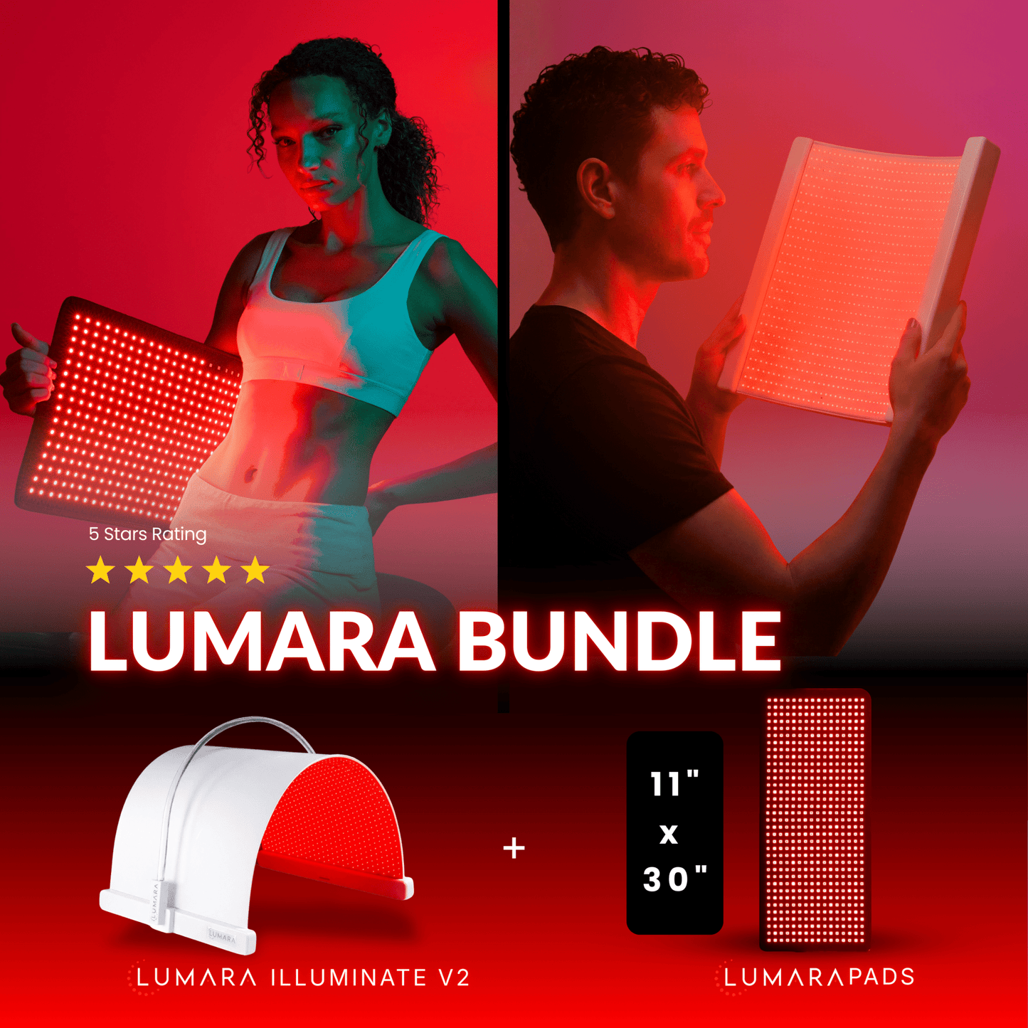 Illuminate Red V2 by Lumara – 1,980 LED Red Light Therapy Panel, 660nm Wavelength