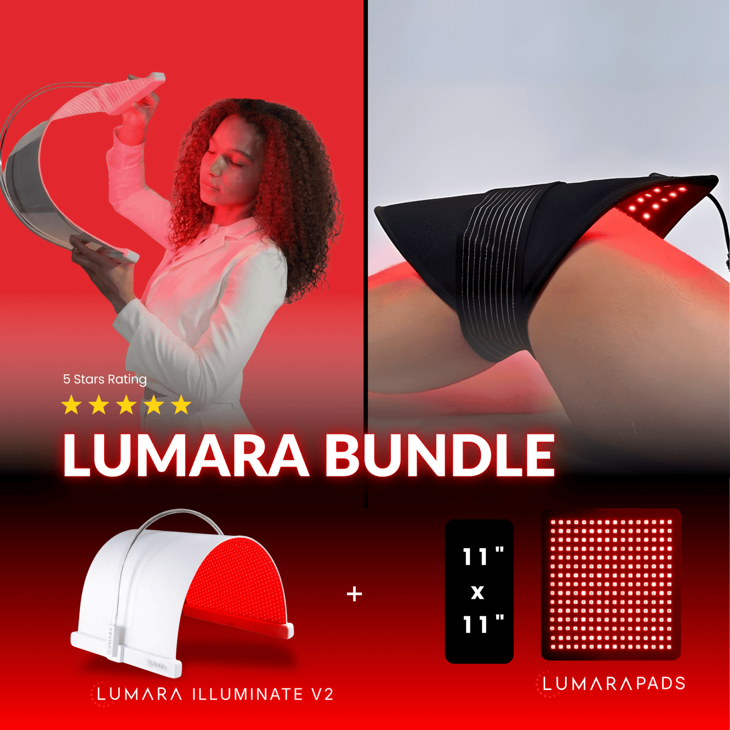 Illuminate Red V2 by Lumara – 1,980 LED Red Light Therapy Panel, 660nm Wavelength