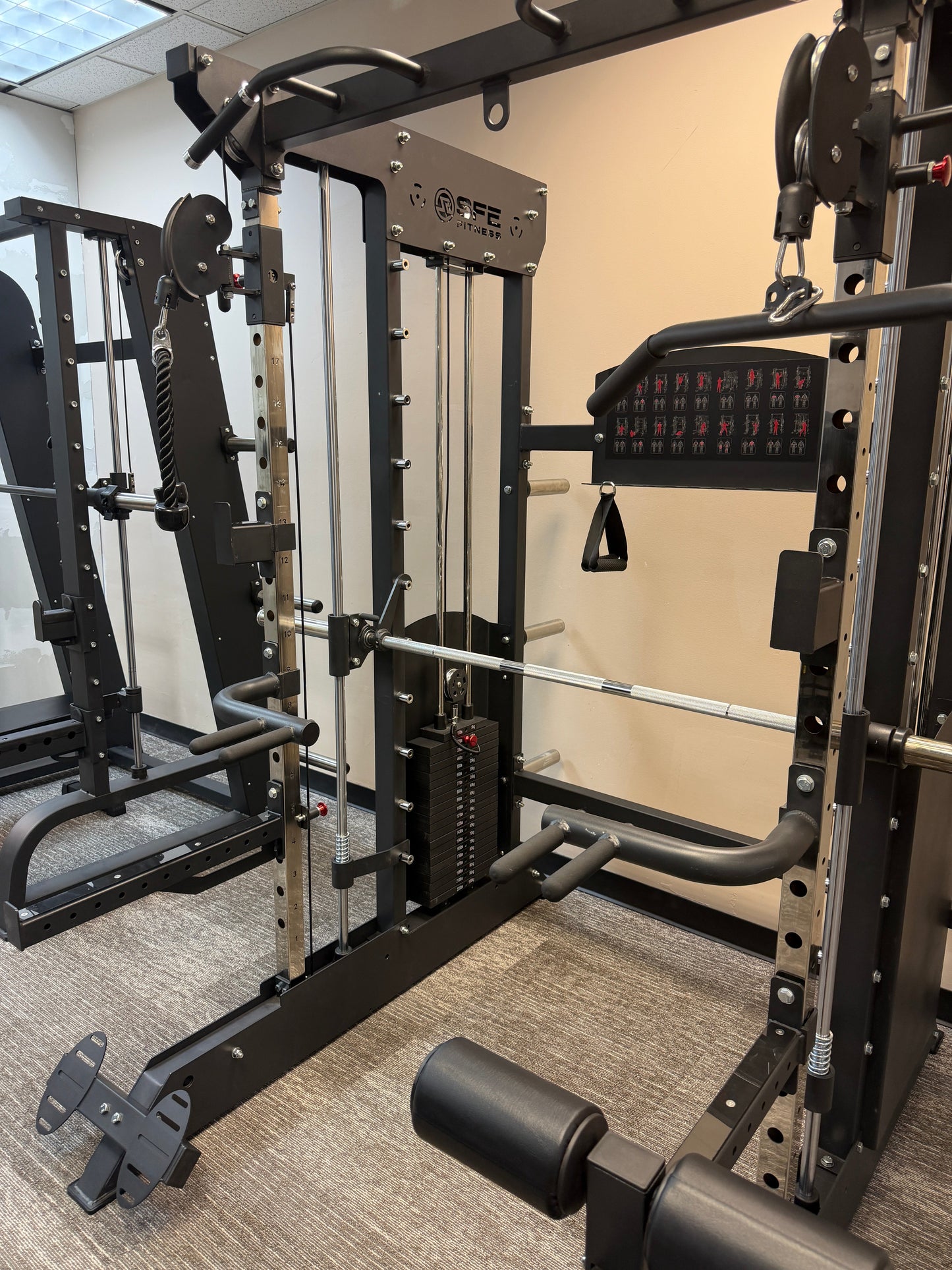 All-in-One Power Rack with Smith Machine & Functional Trainer – Dual 220 lbs Weight Stacks