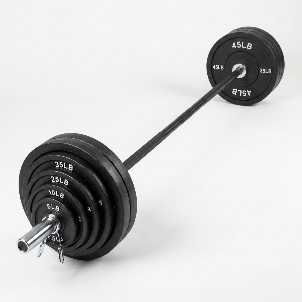 Barbell 300-Lb Cast Iron Olympic Weight Set (Includes 7' Bar) — Studio Shot