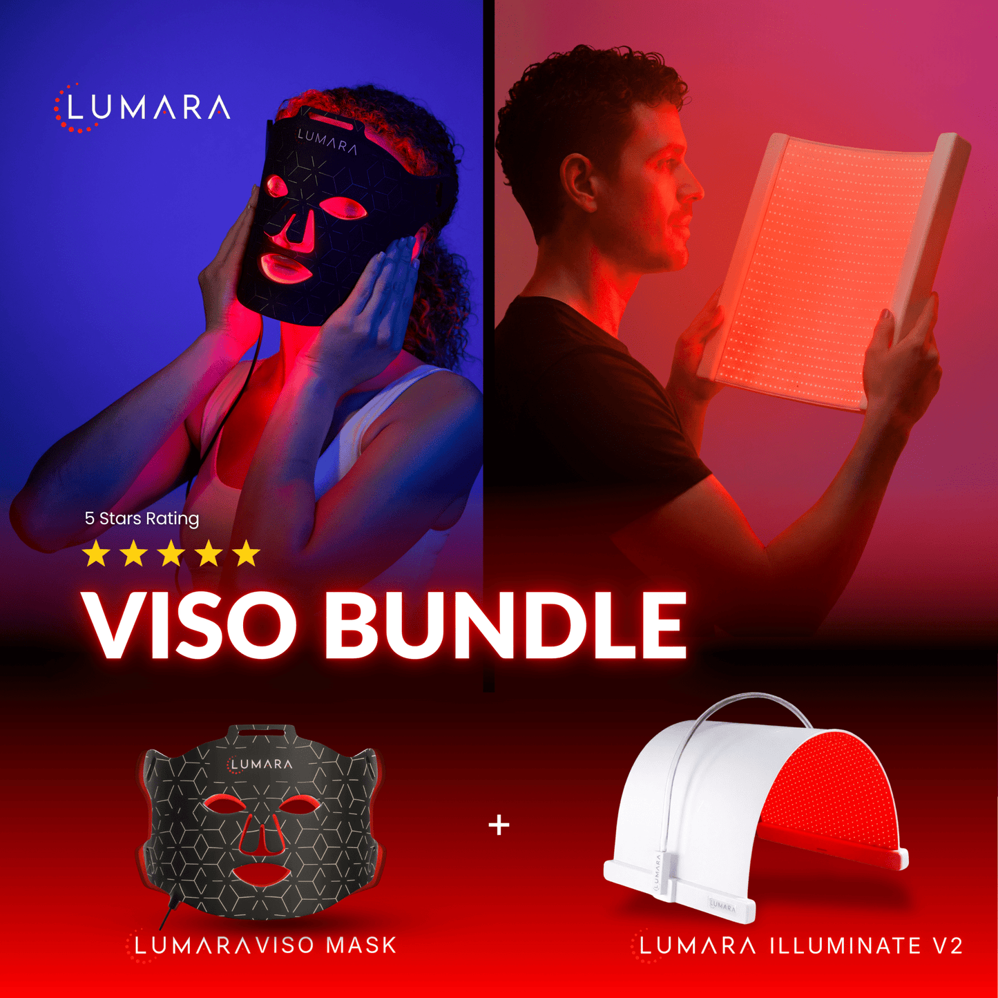 Illuminate Red V2 by Lumara – 1,980 LED Red Light Therapy Panel, 660nm Wavelength
