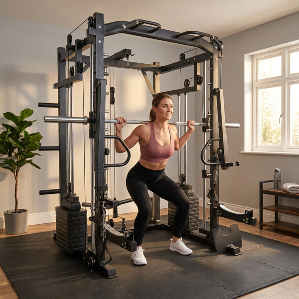 Smith Machine Squat Rack Built for Strength Training, 300KG Capacity, 140KG Weight Stack, Steel Construction