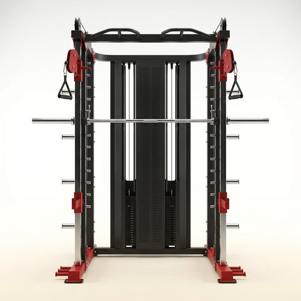 Multi-Power Rack Built for Home Gyms, Metal Construction, Cable Crossover System, Smith Machine Function — Studio Shot
