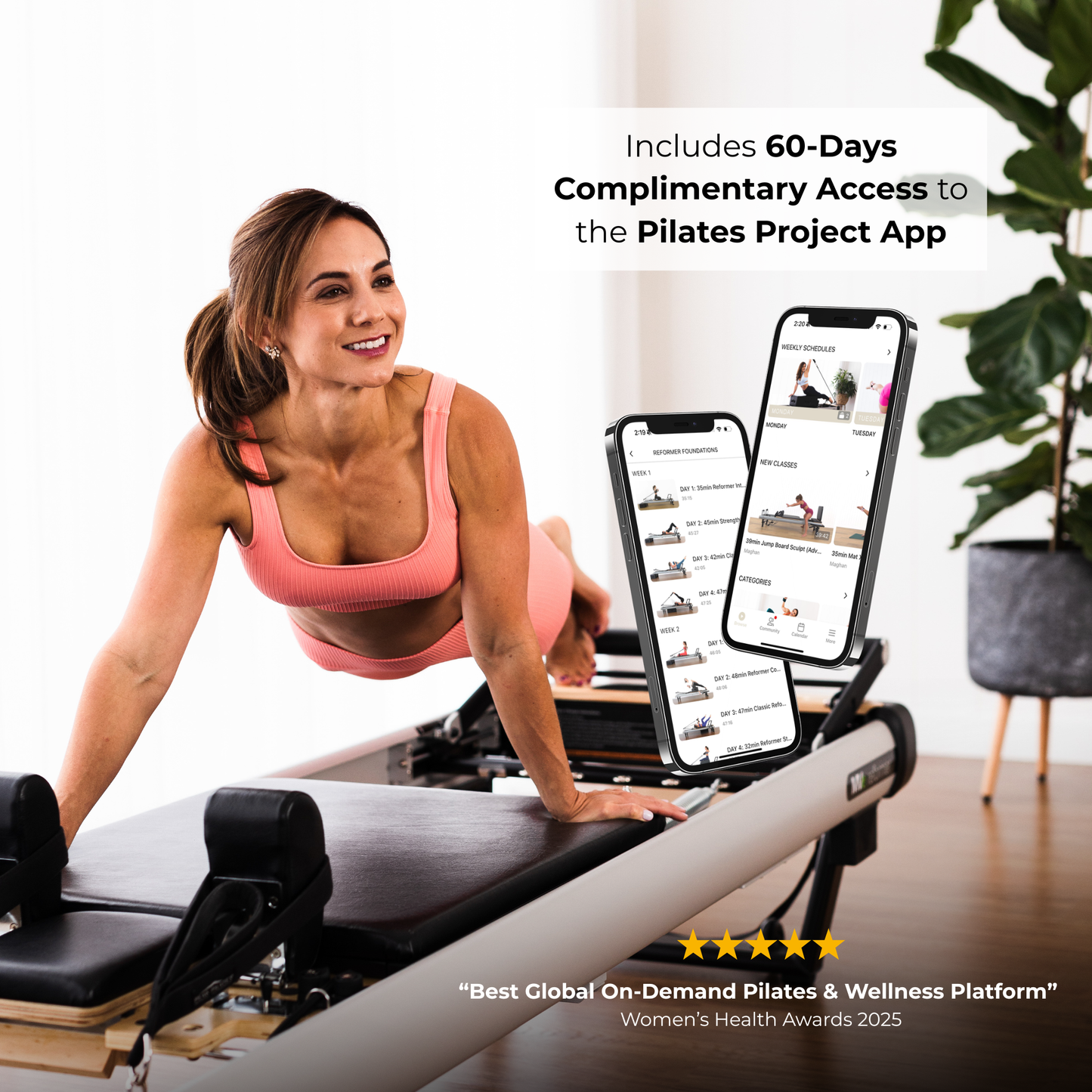fit™ Reformer with Long/Short Box – Peak Pilates® Space-Saving Reformer