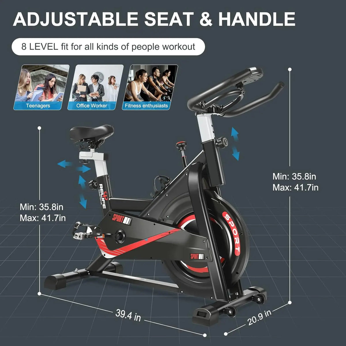 Exercise Bike – Indoor Cycling Bike with Enclosed Flywheel & Adjustable Resistance