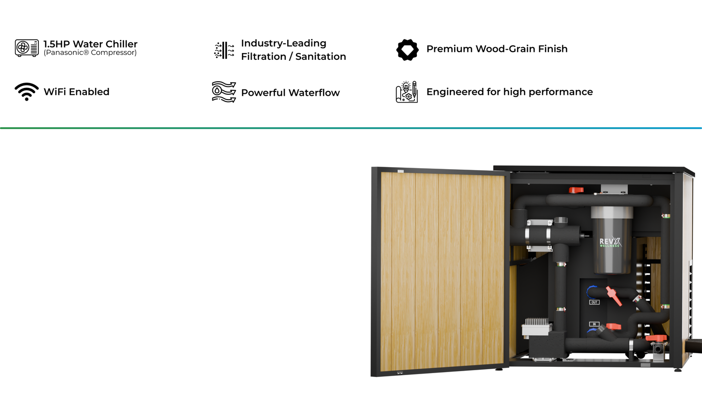 RevX Alic X Tub Cold Plunge + LUX High-Performance Chiller & Filtration System