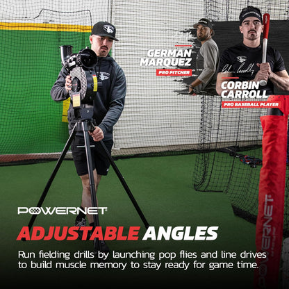 Launch F-Lite Softball & Baseball Pitching Machine, Dimpled Practice Balls, Bucket of Baseballs, Coaching Bucket Bundle for Pitching Machine, Baseball Training Equipment
