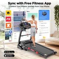 4.5HP Folding Treadmill for Home with 15 Auto Incline, Smart APP, 300Lbs, Hifi Bluetooth Speakers, 64 Programs, 10MPH Speed, Foldable Eletreadmill Running Machine, Knee Strap Gift