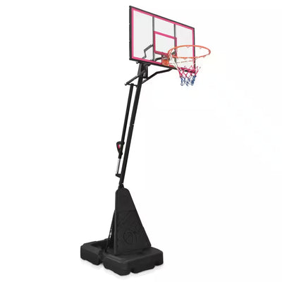 8-10 Ft. Adjustabl8-10 Ft Adjustable Height Portable Basketball Hoop System with Red Backboarde Height Portable Basketball Hoop Basketball System with Red Backboard, Basketball Hoop and Wheels