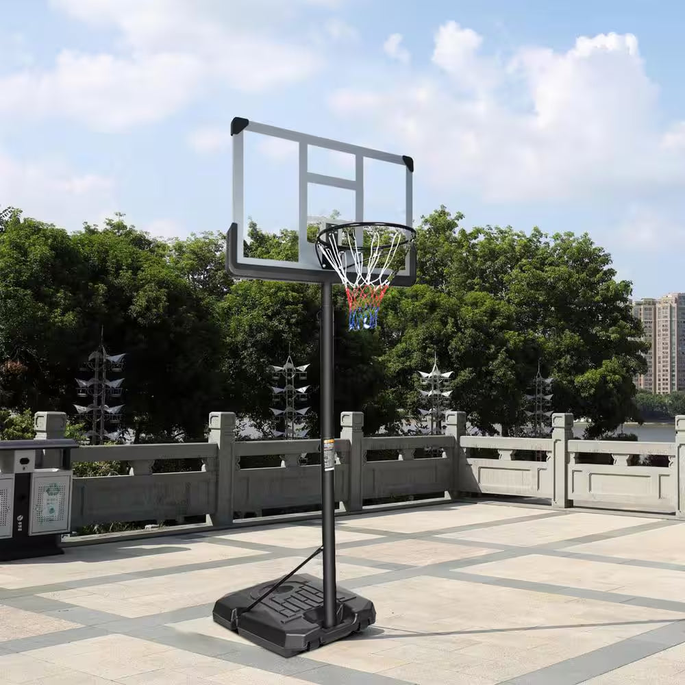 6.6 Ft. to 10 Ft. Adjustable Height Portable Basketball Hoop Goal Basketball System Basketball Equipment with Wheels