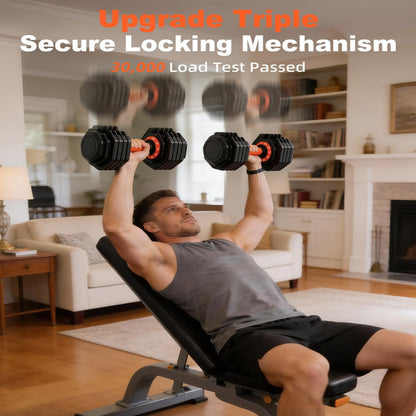 2026 Upgrade Adjustable Dumbbell Set 25Lb/50Lb, Small Increment in 3-6Lb, 1 Hand Quick-Dial, 10-In-1 Adjustable Dumbbells with Tray, Anti-Slip Grip for Home Gym HIIT Strength Training