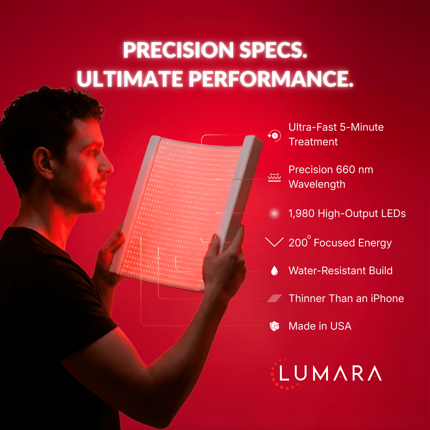 Illuminate Red V2 by Lumara – 1,980 LED Red Light Therapy Panel, 660nm Wavelength