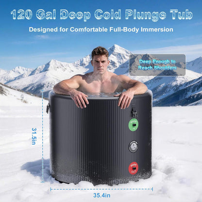 Premium XL 120 Gal Cold Plunge Tub Kit with 1/3 HP Chiller, Filter & Pump (SAK58283)