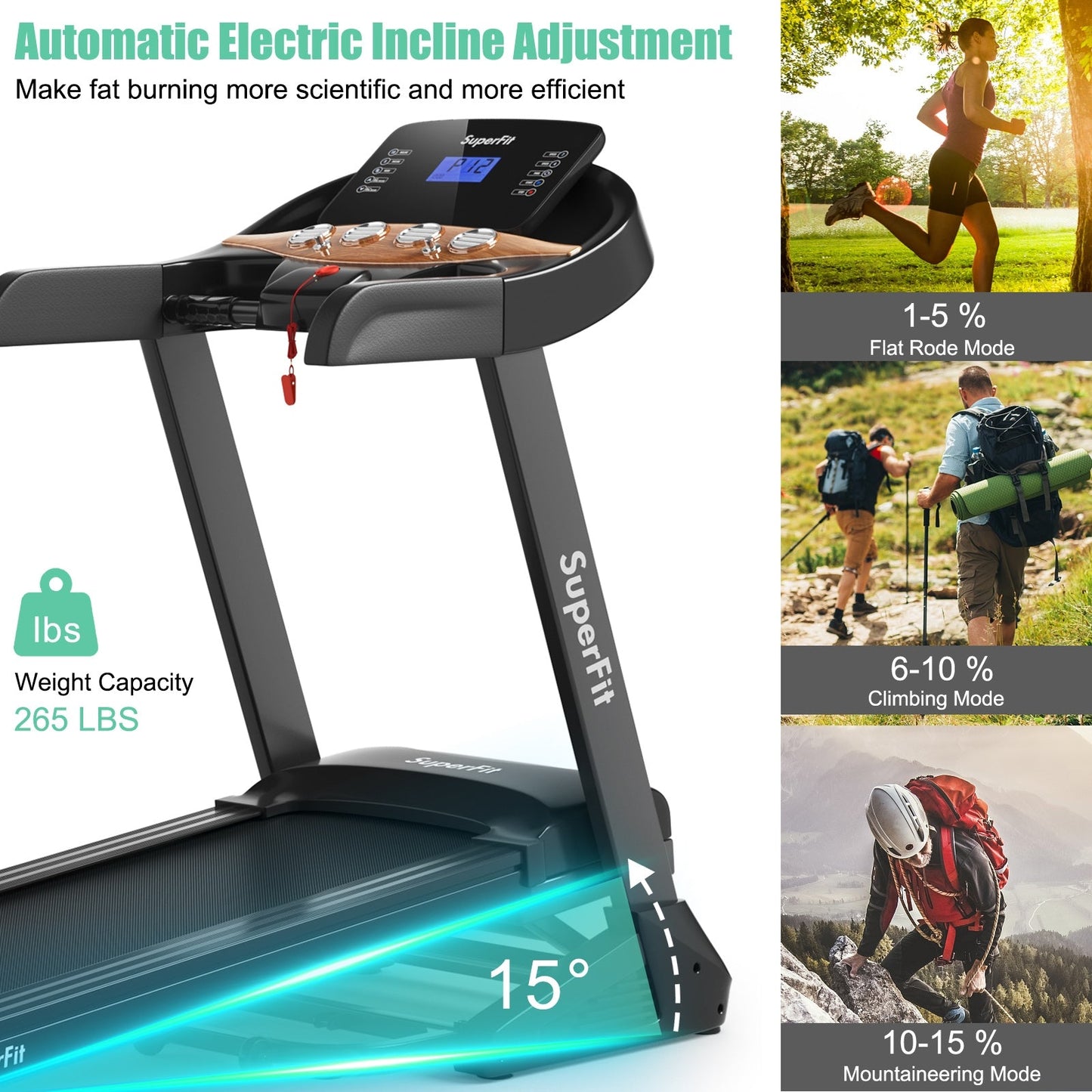 3.75 HP Folding Treadmill with Auto Incline – 12 Programs, App Control