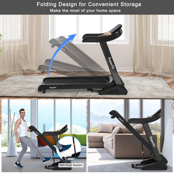 3.75HP Electric Folding Treadmill with Auto Incline - 12 Programs, App Control