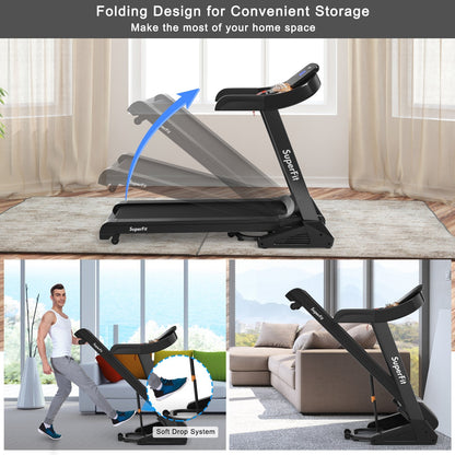 3.75 HP Folding Treadmill with Auto Incline – 12 Programs, App Control