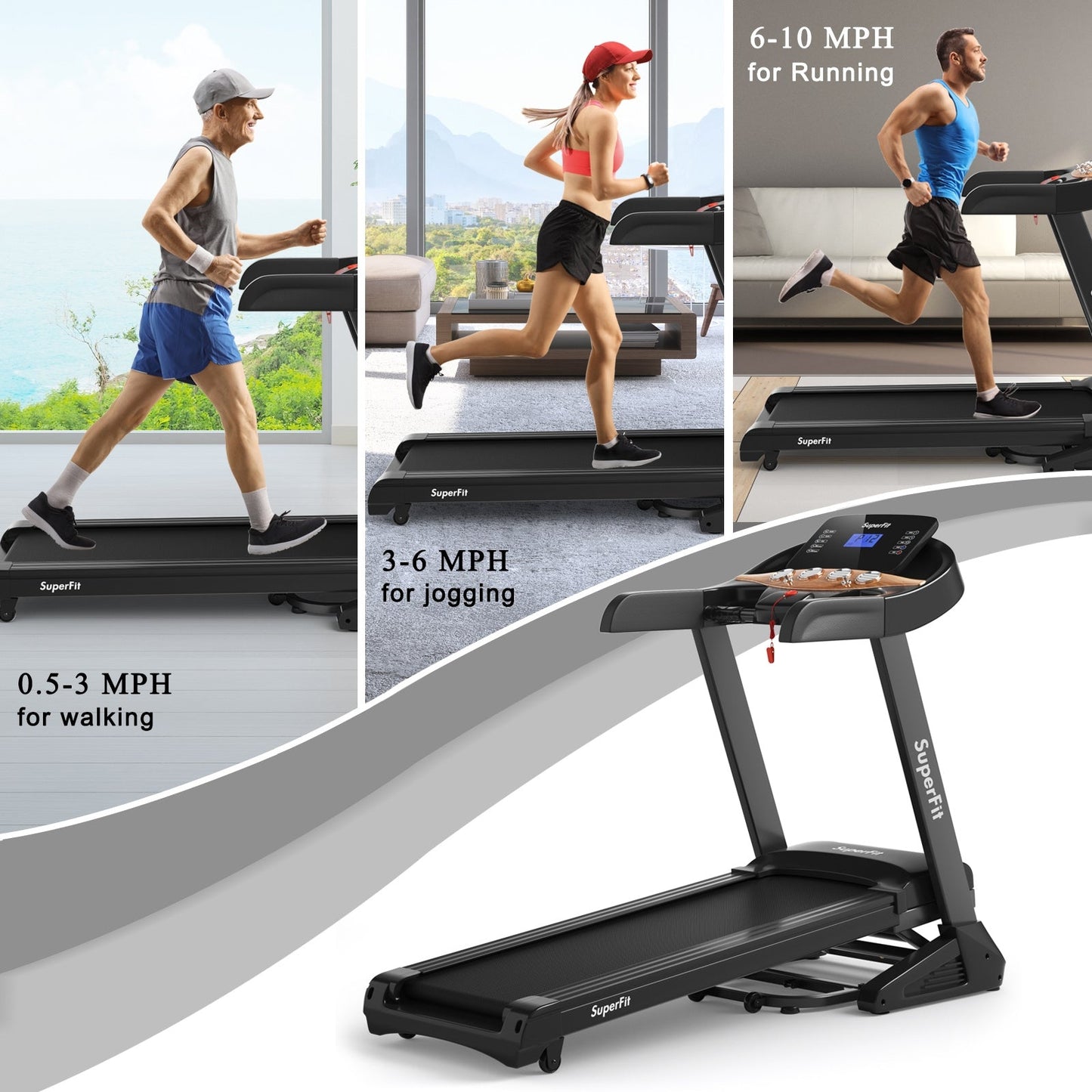 3.75 HP Folding Treadmill with Auto Incline – 12 Programs, App Control